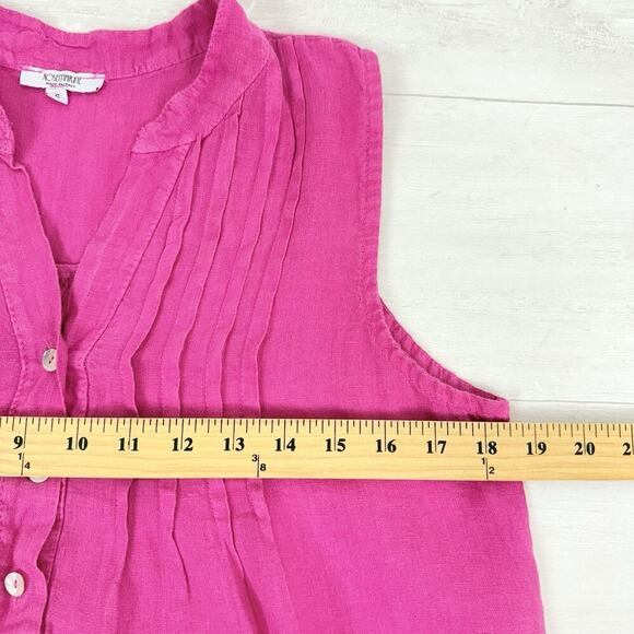 Rosemarine Linen Midi Dress Size S Pink Pintuck Lace Hem Beach Cottage Italy - Picture 9 of 11